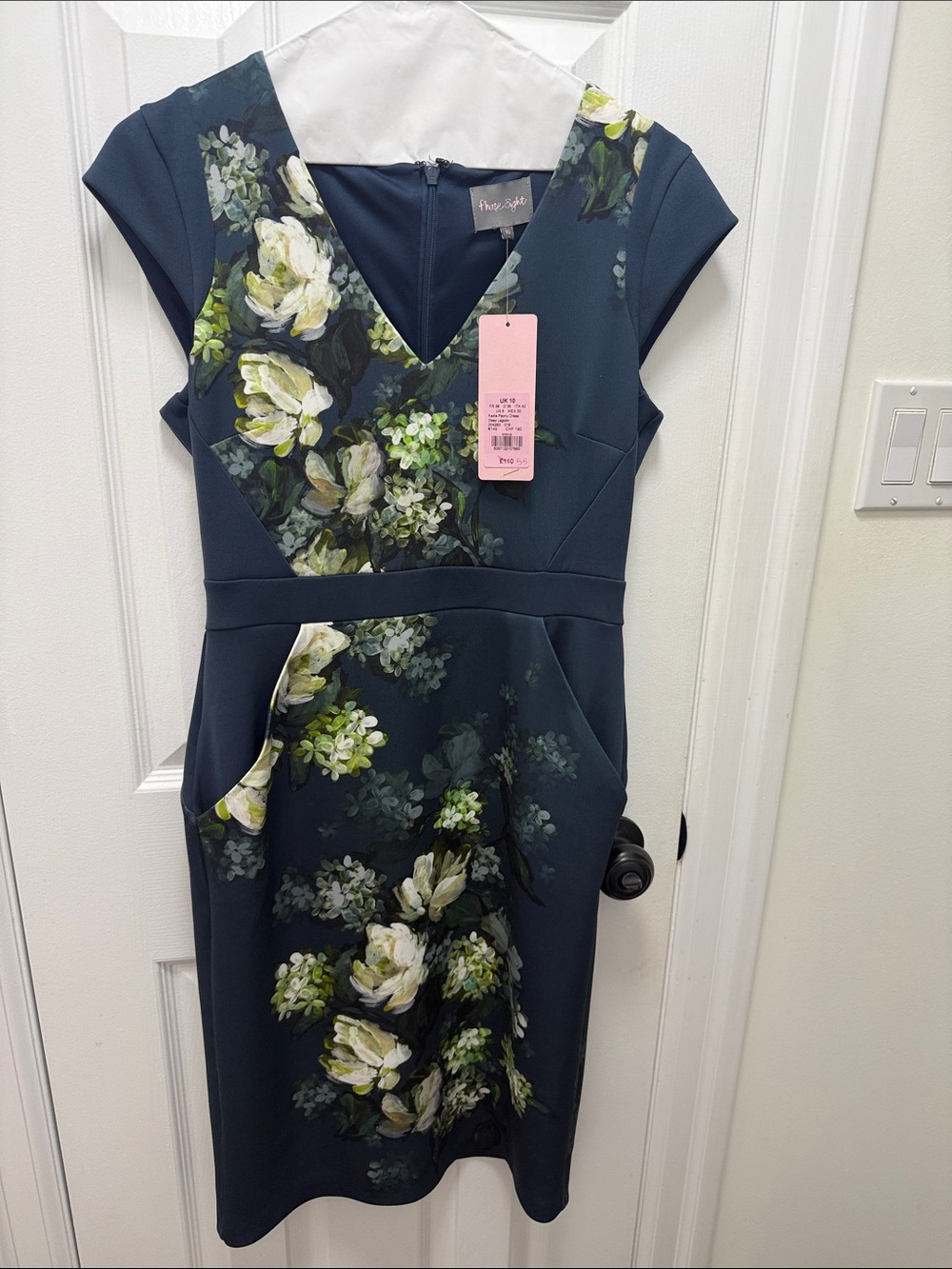 Phase eight   Deep Lagoon color Floral V‑Neck Midi Dress